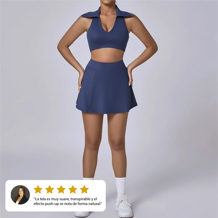 Conjunto de falda de tenis sin costuras