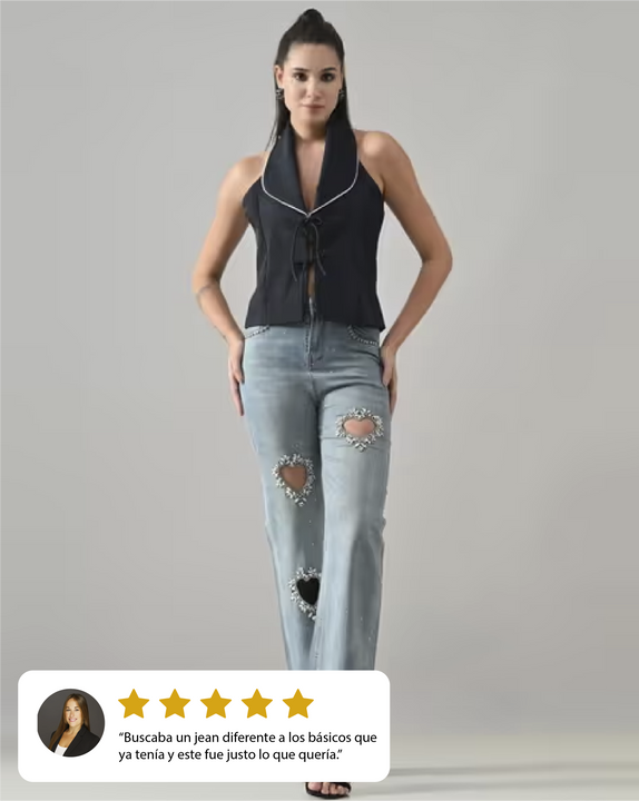 Jeans con diamantes Streetwear Vintage