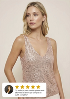 Chaleco de cuello en V con lentejuelas