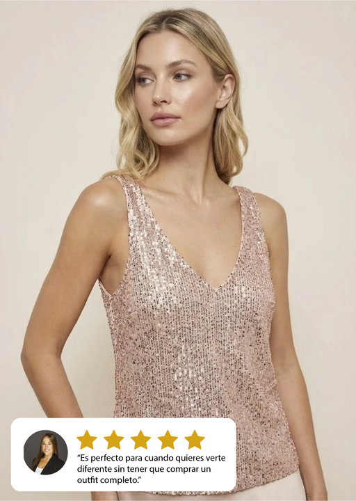 Chaleco de cuello en V con lentejuelas