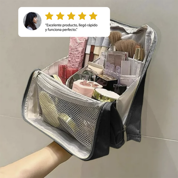Organizador de maquillaje impermeable con compartimentos