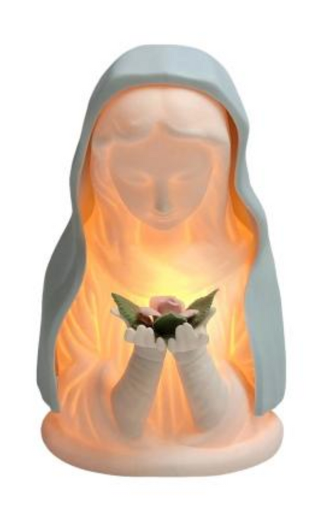 Lámpara de noche hecha a mano de resina con la oración de la Virgen María