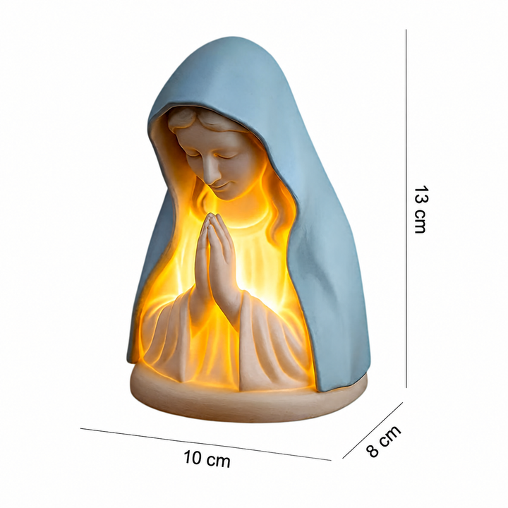 Lámpara de noche hecha a mano de resina con la oración de la Virgen María