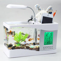 Acuario Recargable USB Multifuncional para pecera con función de Reloj