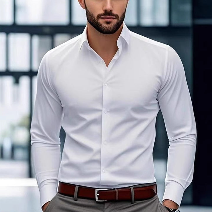 Camisa elastica anti-arrugas | PACK X 3 | COLORES BLANCO, NEGRO Y AZUL