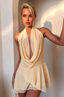 Minivestido plisado para mujer con espalda descubierta