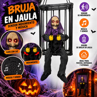 Bruja enjaulada con sensor de movimiento