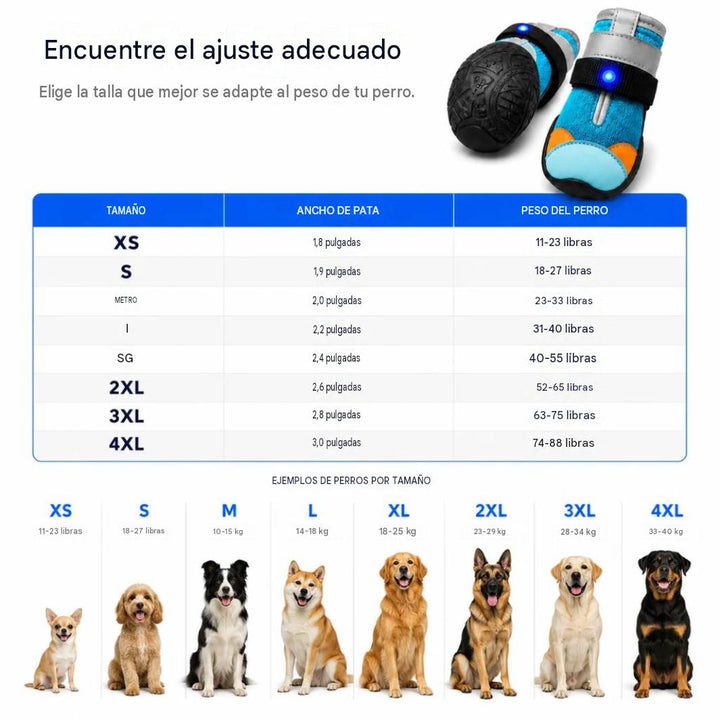 Zapatos transpirables con luz para perros y gatos