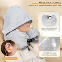 Almohada cervical rellenable para viajes con capucha