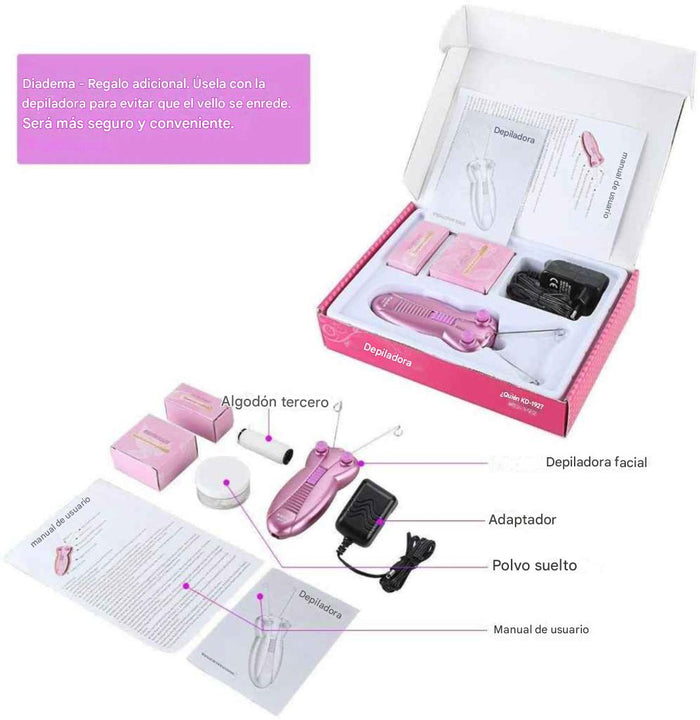 Depiladora eléctrica para mujer, para piel y rostro