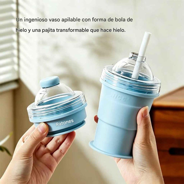 Vaso de Silicona Plegable para Hacer Bolas de Hielo 2 en 1