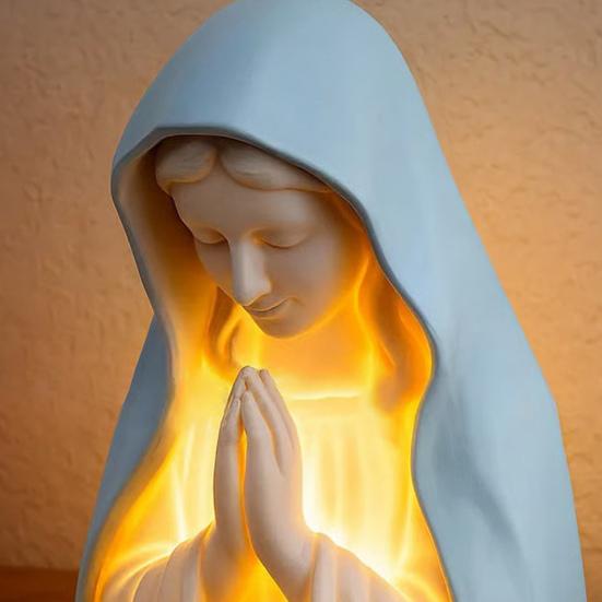 Lámpara de noche hecha a mano de resina con la oración de la Virgen María