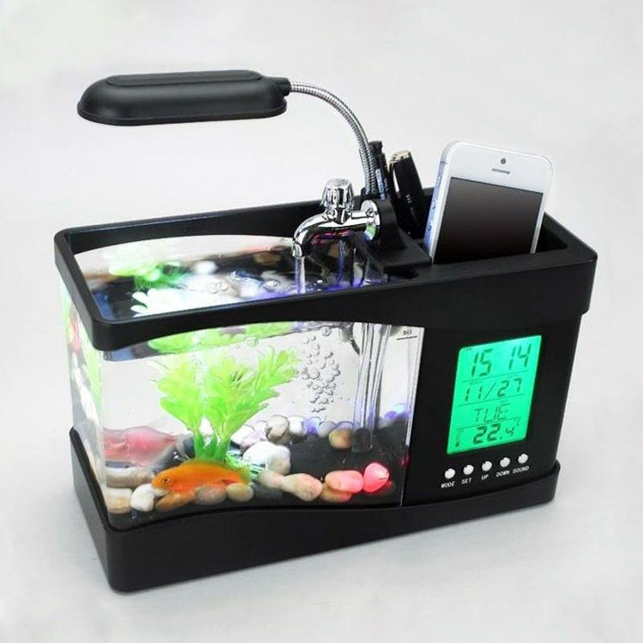 Acuario Recargable USB Multifuncional para pecera con función de Reloj