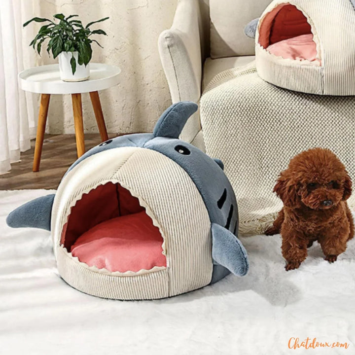 Cama para mascotas de tiburon