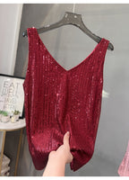 Chaleco de cuello en V con lentejuelas